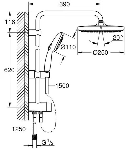 Grohe Tempesta set de duș perete cu duș de ploaie crom 26980001