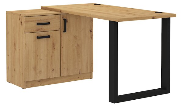 Masă PC Mantela 130 (stejar artisan + negru). 1041341