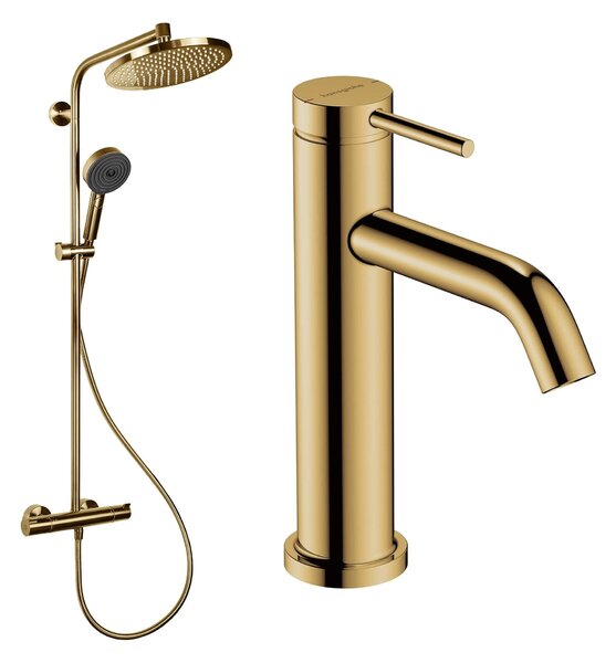 Hansgrohe Crometta set de baie perete cu termostat cu duș de ploaie auriu 88002388