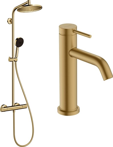 Hansgrohe Crometta set de baie perete cu termostat cu duș de ploaie auriu 88002389