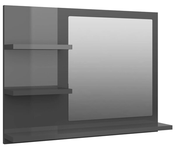 Oglindă de baie, gri extralucios, 60 x 10,5 x 45 cm, PAL