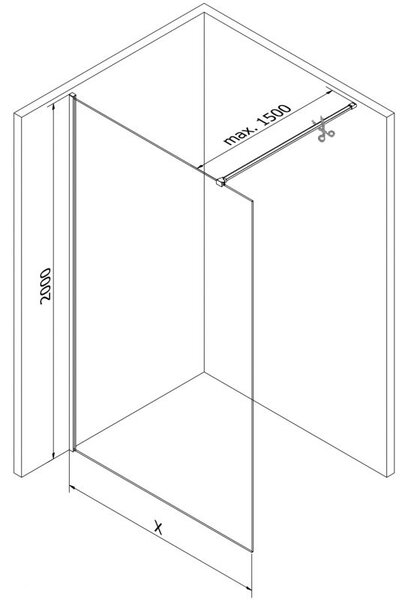 Mexen Kioto-X perete de duș Walk-in 70 x 200 cm, transparent 10 mm, negru - 800-070-101-70-00-X