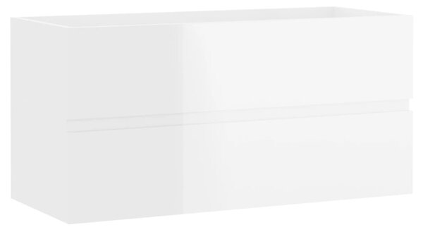 Dulap de chiuvetă, alb extralucios, 90x38,5x45 cm, PAL