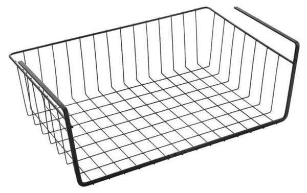 Suport metalic tip cos pentru depozitare sub raft Pufo pentru casa si bucatarie, multifunctional, 31 x 25 cm, negru