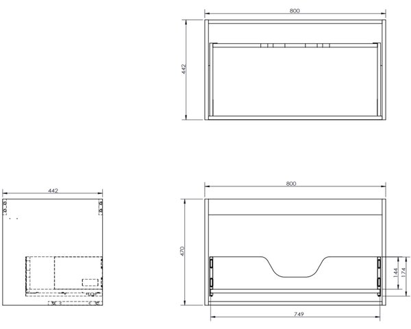 Mexen Rivel, mobilier de baie 80 cm cu blat, 1 sertar, canelat, nuc, 91A20-08047-1-BFC86