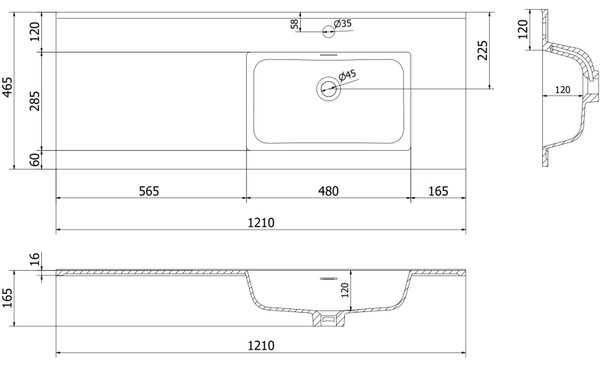 Mexen Rivel, mobilier baie 120 cm cu lavoar dreapta Otis, 1S, 1D, canelat, alb mat, 91A23-12047-3-BBFF01-W18P01