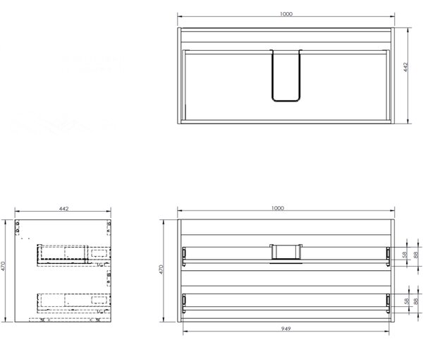 Mexen Orio dulap de baie 100 cm cu chiuvetă Vela, 2 sertare, alb lucios - 91A10-10047-2-BFF00-W23M00