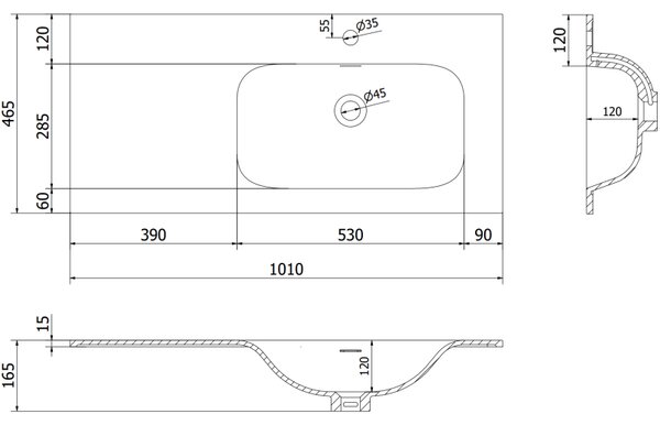 Mexen Orio, Dulap baie 100 cm cu lavoar dreapta Vela, 2S, 1D, alb mat, 91A13-10047-3-BBFFFF01-W23P01