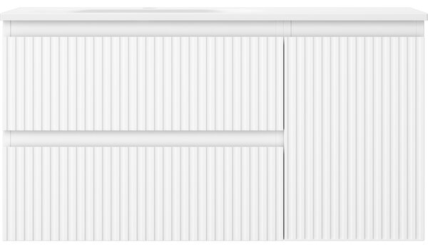 Mexen Rivel, mobilier baie 90 cm cu lavoar Vela stânga, 2S, 1D, canelat, alb mat, 91A23-09047-3-BBFFF01-W23L01