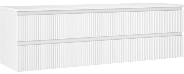 Mexen Rivel dulap baie sub lavoar 160 cm cu blat, 2 sertare, canelat, alb mat - 91A20-16047-2-BFFC01