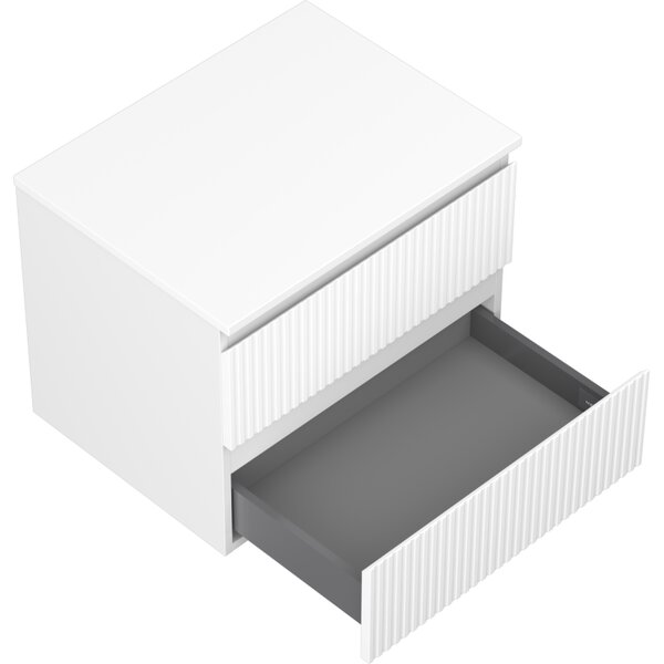 Mexen Rivel, mobilier de baie 60 cm cu blat, 2 sertare, canelat, alb mat, 91A20-06047-2-BFFC01
