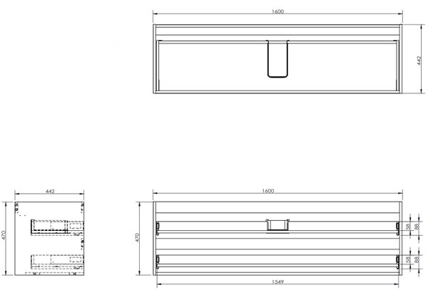 Mexen Rivel, mobilier de baie 160 cm cu lavoar Otis, 2 sertare, canelat, alb mat, 91A20-16047-2-BFF01-W18M01
