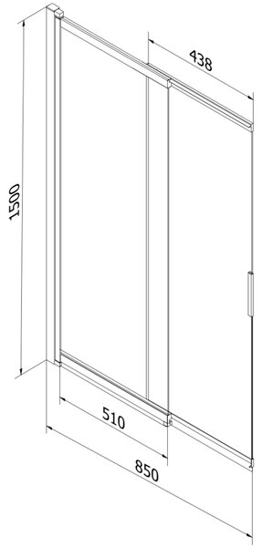 Mexen Fox paravan de duș 2-pliuri glisant 85 x 150 cm, transparent, negru - 891-085-002-70-00