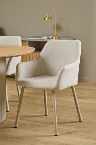 MAZZONI EXPORT VERA Bej (material Apia 453) / cadru bej-gri (cașmir) - SCAUN MODERN ADÂNC TAPIȚAT DIN CHENILLE PENTRU SALON/LIVING LOFT