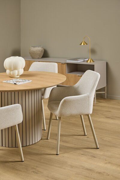 MAZZONI EXPORT VERA Bej (material Apia 453) / cadru bej-gri (cașmir) - SCAUN MODERN ADÂNC TAPIȚAT DIN CHENILLE PENTRU SALON/LIVING LOFT