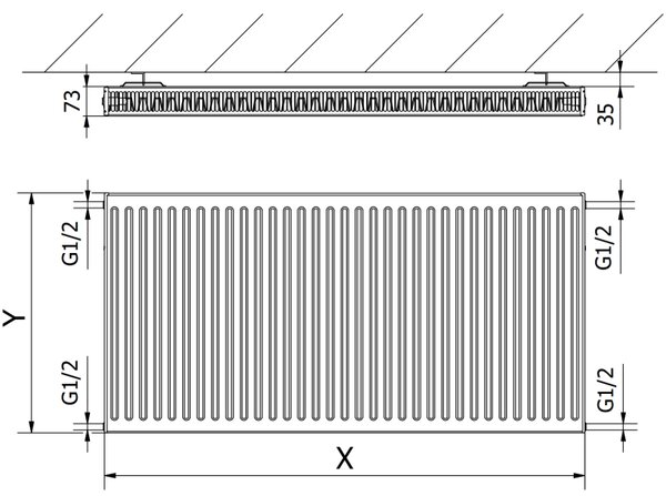 Mexen, radiator panou Mexen C21 500 x 1000 mm, racord lateral, 1108 W, antracit - W421-050-100-66