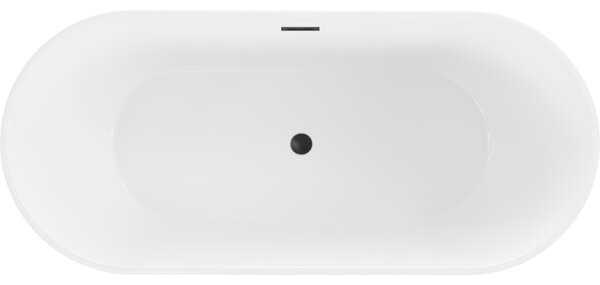 Mexen Flavia, cada de sine stătătoare 170 x 75 cm, alb, preaplin negru mat, 54031708000-70