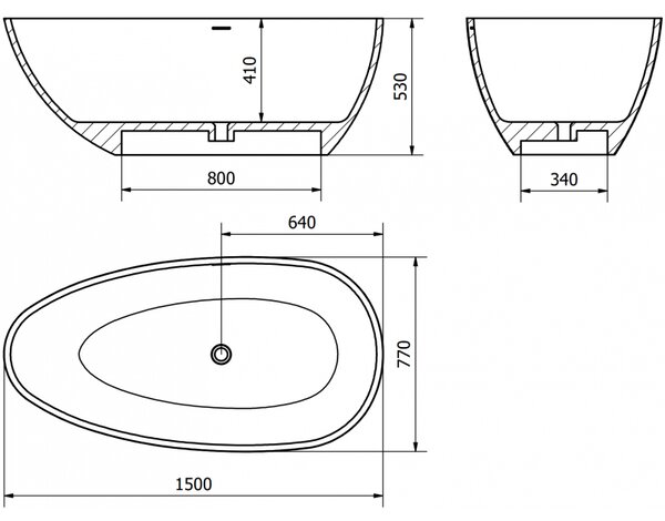 Mexen Imola, cada autoportanta din conglomerat 150 x 77 cm, alb lucios, 57281507610