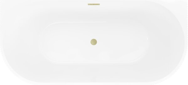 Cadă de baie independentă Mexen Oris cu caneluri 150 x 75 cm, alb-negru, preaplin auriu mat, 52871507575-55