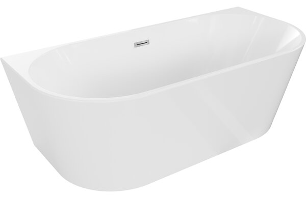 Mexen Oval cadă freestandingă perete-adjacent 140 x 75 cm, albă, preaplin cromat - 52671407500-01