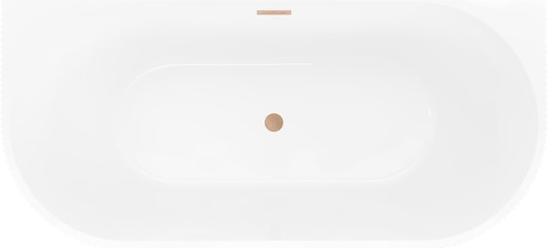 Cadă de baie independentă Mexen Oris cu caneluri 150 x 75 cm, alb lucios, preaplin cupru mat, 52871507500-65