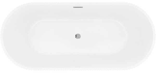 Mexen Yara cadă freestanding canelată 170 x 75 cm, albă, preaplin crom - 52861707500-01