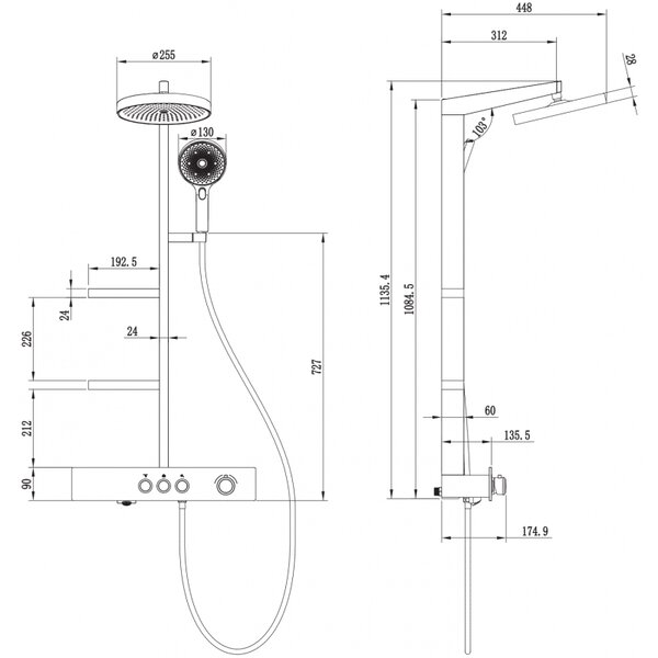 Mexen Plex, set de dus cu manual si cap de ploaie, negru, 78103-70