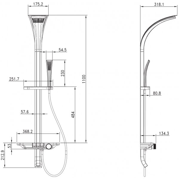 Mexen Sonic, set de dus cu manual si cap de ploaie, alb, 78110-20