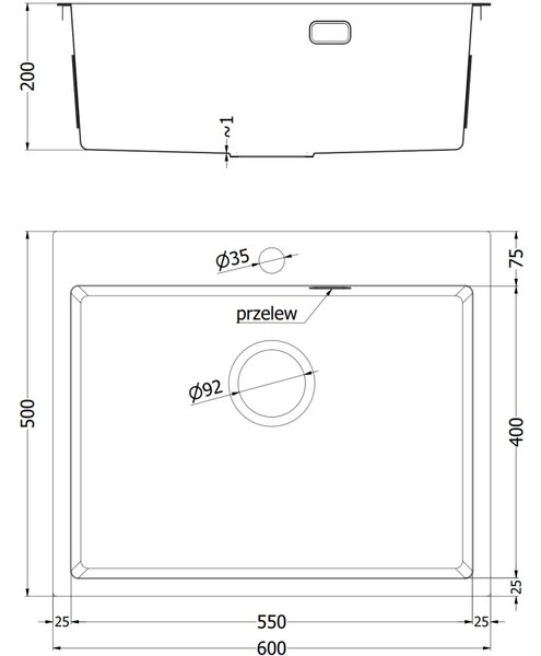 Chiuvetă Mexen Solix, din oțel inoxidabil cu 1 compartiment, 600 x 500 mm, auriu periat, model fagure, 6408601000-55HC
