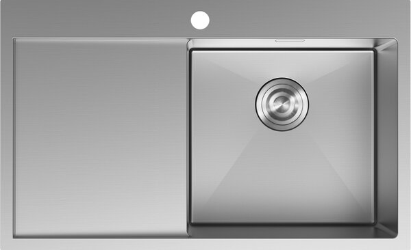 Chiuvetă Mexen Exar, din oțel inoxidabil cu 1 cuvă și scurgător, dreapta, 780 x 480 mm, oțel periat, 6434781010P-01