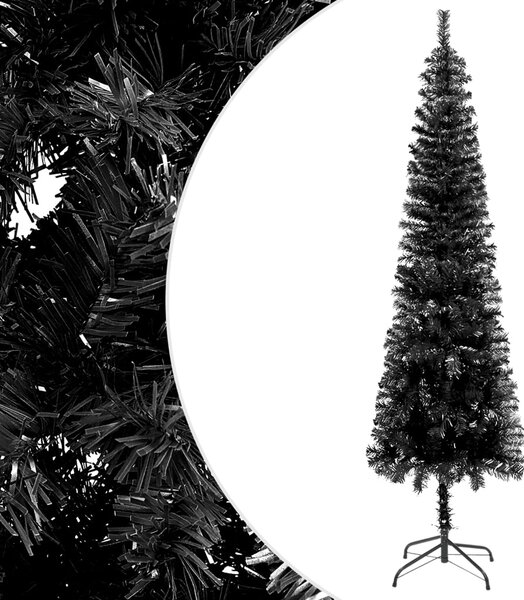 Brad de Crăciun artificial subțire, negru, 210 cm