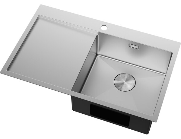 Chiuvetă Mexen Exar, din oțel inoxidabil cu 1 cuvă și scurgător, dreapta, 780 x 480 mm, oțel periat, 6434781010P-01