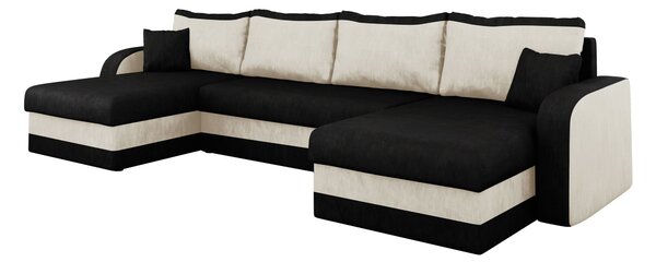 Colțar Comfivo Melissa IV, Funcția de dormit, Spațiu de depozitare, 304x140x80cm, 140.5 kg, Picioare: Plastic
