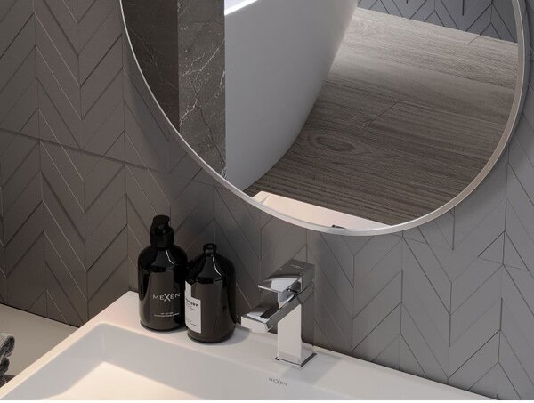 Mexen Loft, oglinda baie rotunda 70 cm, culoare rama otel periat, 9850-070-070-000-10