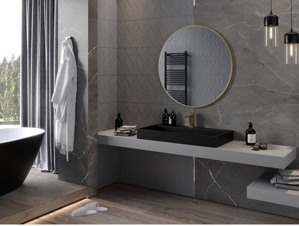 Mexen Loft, oglinda baie rotunda 90 cm, culoare rama auriu lucios, 9850-090-090-000-50