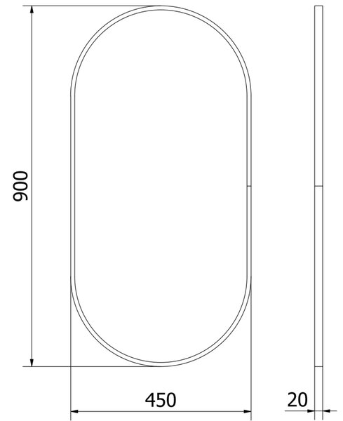 Mexen Loft, oglinda baie ovala 90 x 45 cm, culoare rama auriu lucios, 9851-090-045-000-50