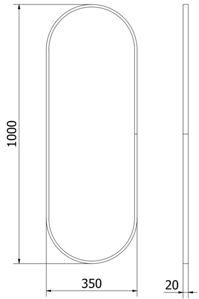 Mexen Loft, oglinda baie ovala 100 x 35 cm, culoare rama auriu lucios, 9851-100-035-000-50