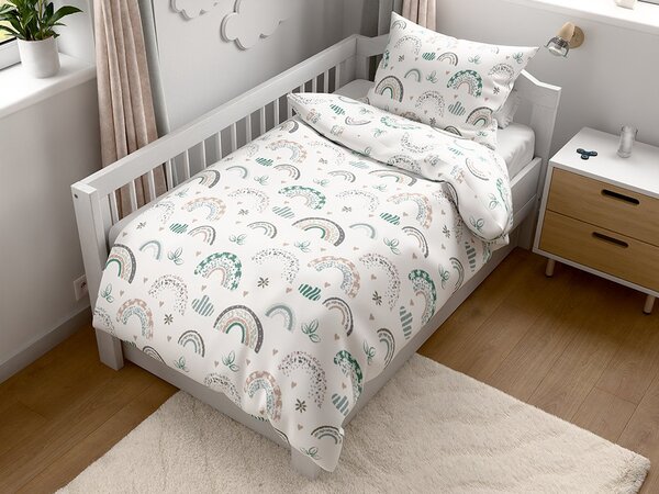 Lenjerie de pat din crep pentru patut Renforce RAINUBI alb. Dimensiune lenjerie de pat: 45 x 65 cm | 90 x 140 cm