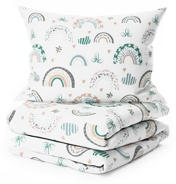 Lenjerie de pat din crep pentru patut Renforce RAINUBI alb. Dimensiune lenjerie de pat: 45 x 65 cm | 90 x 140 cm