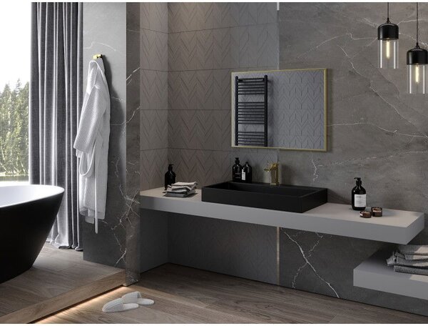 Mexen Loft, oglinda baie dreptunghiulara 80 x 60 cm, culoare rama auriu lucios, 9852-080-060-000-50