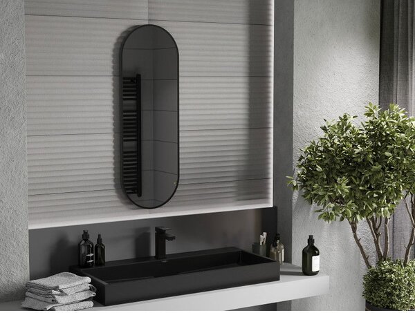 Mexen Loft, oglinda baie ovala 100 x 35 cm, culoare rama negru mat, 9851-100-035-000-70