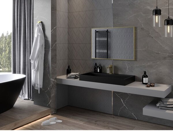 Mexen Loft, oglinda baie dreptunghiulara 90 x 60 cm, culoare rama auriu lucios, 9852-090-060-000-50