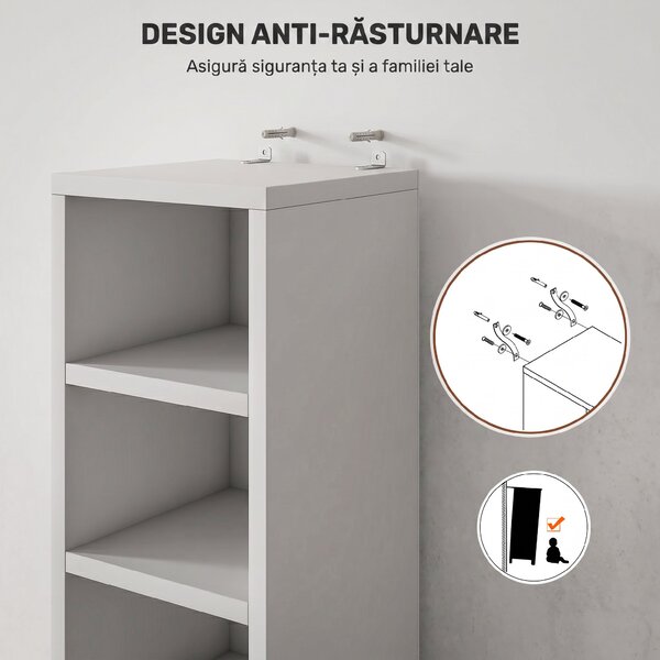 HOMCOM Raft Bibliotecă pentru CD-uri cu 12 rafturi, din MDF și panou aglomerat, 21x20x175 cm, Alb | Aosom Romania