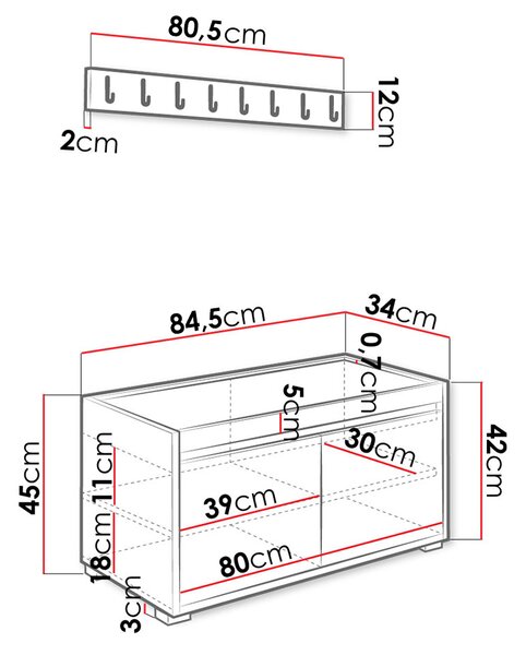 Mobilier pentru hol Kendora 80 (cu 12 buc panouri tapițate Pazara 40x30) (manila 02). 1054009