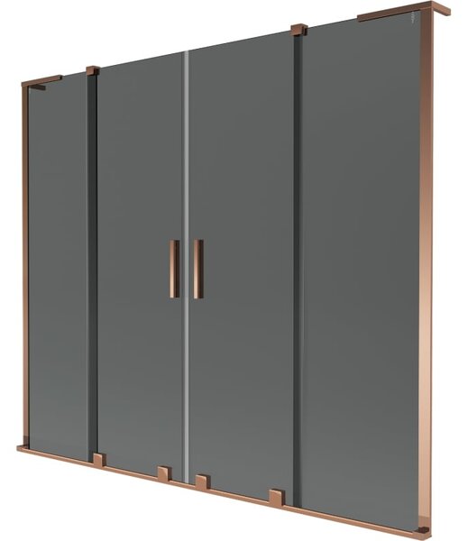 Mexen Velar L Duo paravan de cadă cu două panouri glisante 170 x 150 cm, grafit, aur roz - 896-170-003-42-60
