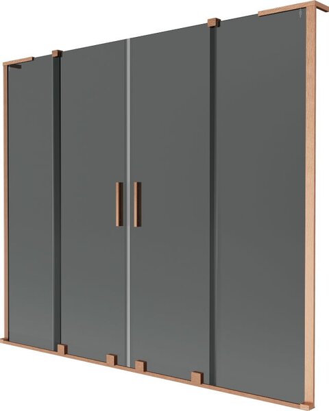 Mexen Velar L Duo paravan cadă cu 2 uși glisante 170 x 150 cm, grafit, cupru periat - 896-170-003-42-65
