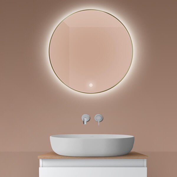 Oltens Nordlis oglindă 60x60 cm rotund cu iluminare cu covoraș de încălzire 64108510