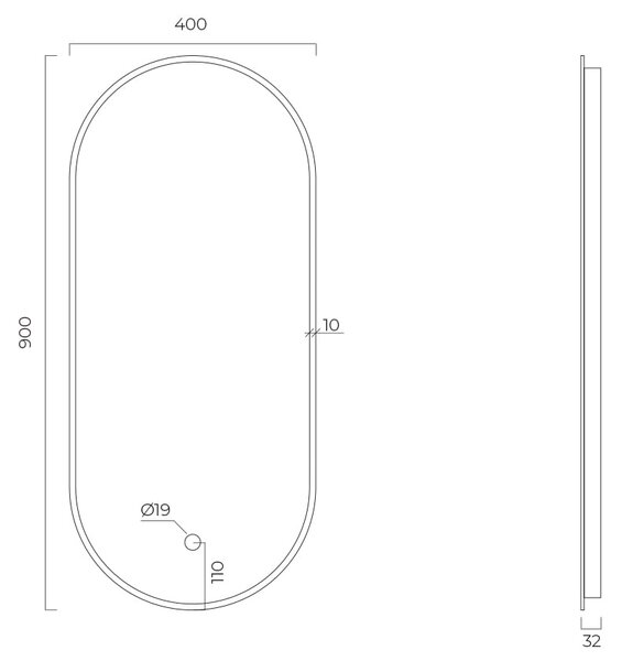 Oltens Nordlis oglindă 40x90 cm oval cu iluminare cu covoraș de încălzire 64113510