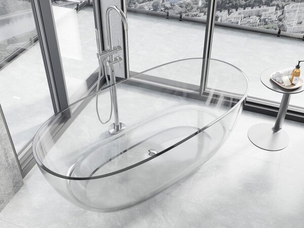 Mexen Pure clar cadă de baie independentă transparentă 170 x 80 cm, dop crom - 58071708008