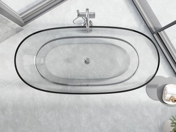Mexen Pure clar cadă de baie independentă transparentă 170 x 80 cm, dop crom - 58071708008